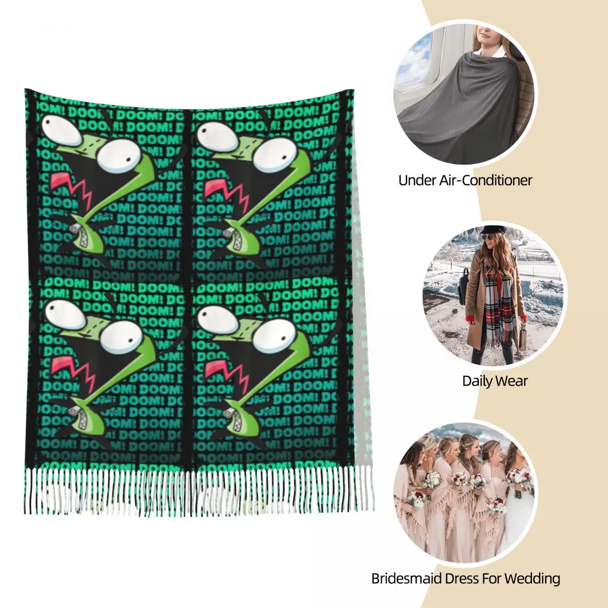 Шаль из пашмины с кисточкой для повседневной носки