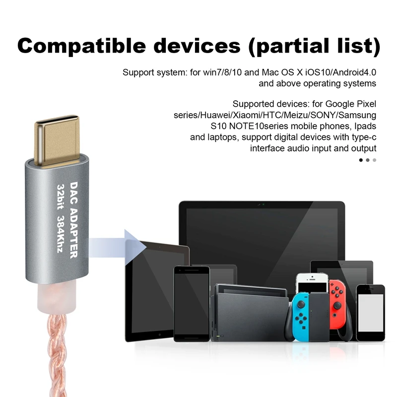 32-битный цифровой аудиоадаптер USB-C на 3 5 мм ЦАП чип ALC5686 позолоченный 1U без