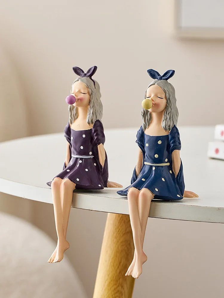 

Nordic Home Decor Modern Cute Girl Ornament Figurines Home Living Room Decor Children's Room Desktop Decoration Girlfriends Gift