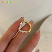 2022 new european and american trend natural freshwater pearl copper ring adjustable ring for womens fashion jewelry wholesale
