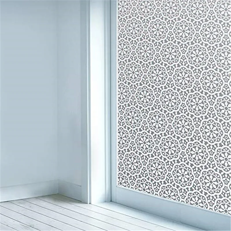

30x200 Cm Frosted Privacy Window Film Heat Control Static Adhesive Cling Film Htv Vinyl Window Stickers White Flowers Home Decor