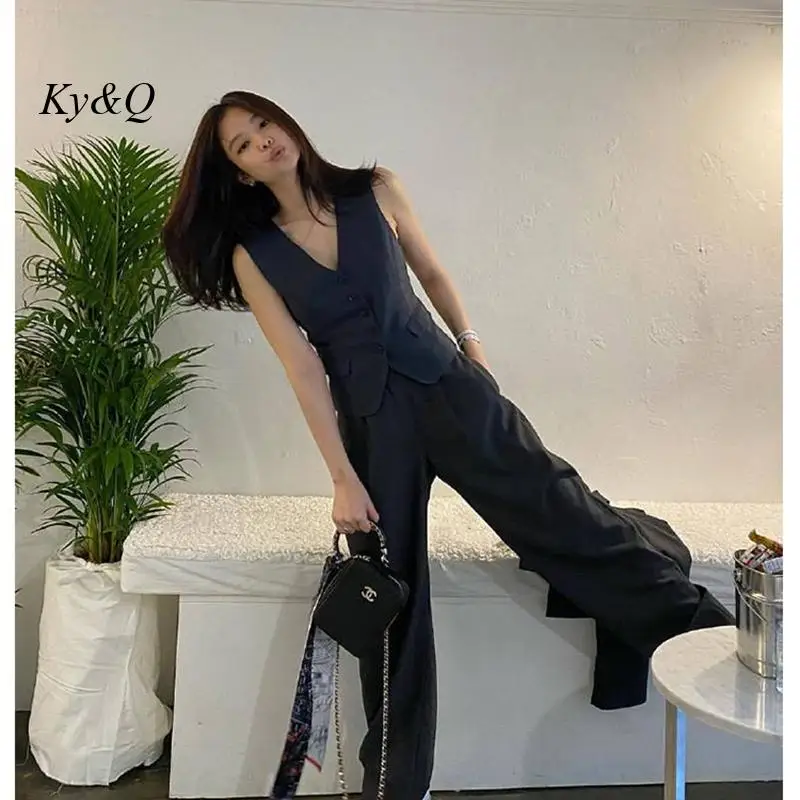 Костюм в полоску от Jennie черный тонкий жилет без рукавов Короткие топы с высокой