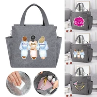 insulated lunch bag for women kids cooler bag thermal bag portable lunch box large capacity tote food picnic bags bride pattern