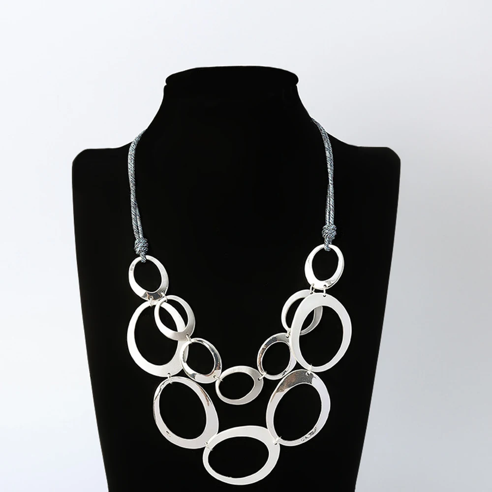 

Винтажное длинное ожерелье с кругами серебряного цвета для женщин, трендовые изделия, готические ювелирные изделия, подвески, очень странные дела
