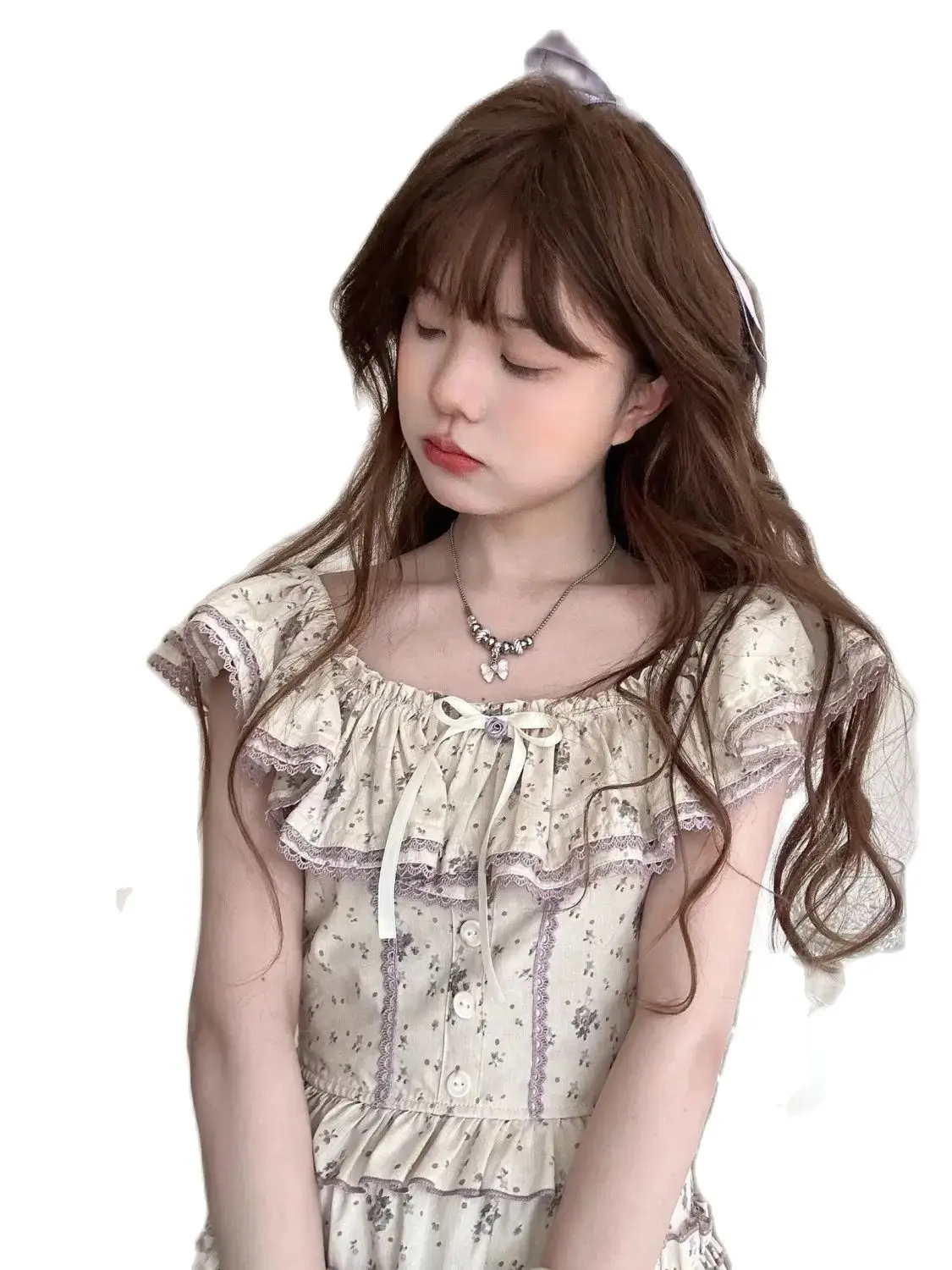 Комплект из двух предметов Женский изящный Приталенный топ с коротким рукавом и