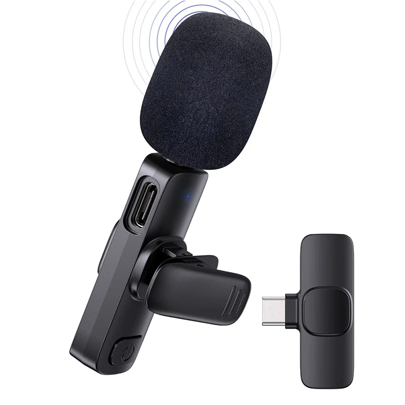 Портативный беспроводной петличный микрофон для iPhone, Android, игровой микрофон для телефона, мини-микрофон для записи аудио и видео