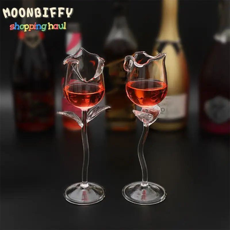 

Fancy Red Wine Goblet Wine Cocktail Glasses 100ml Rose Flower Shape Wine Glass Rose Shape Glass Kawaii Cup Champagne Glasses