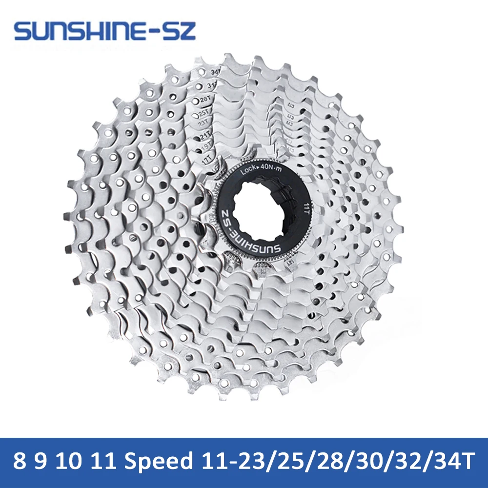 

SUNSHINE Road Bike Cassette 8 9 10 11 12 Speed Velocidade 11-23T/25T/28T/30T/32T/34T Bicycle Freewheel MTB Sprocket for SHIMANO