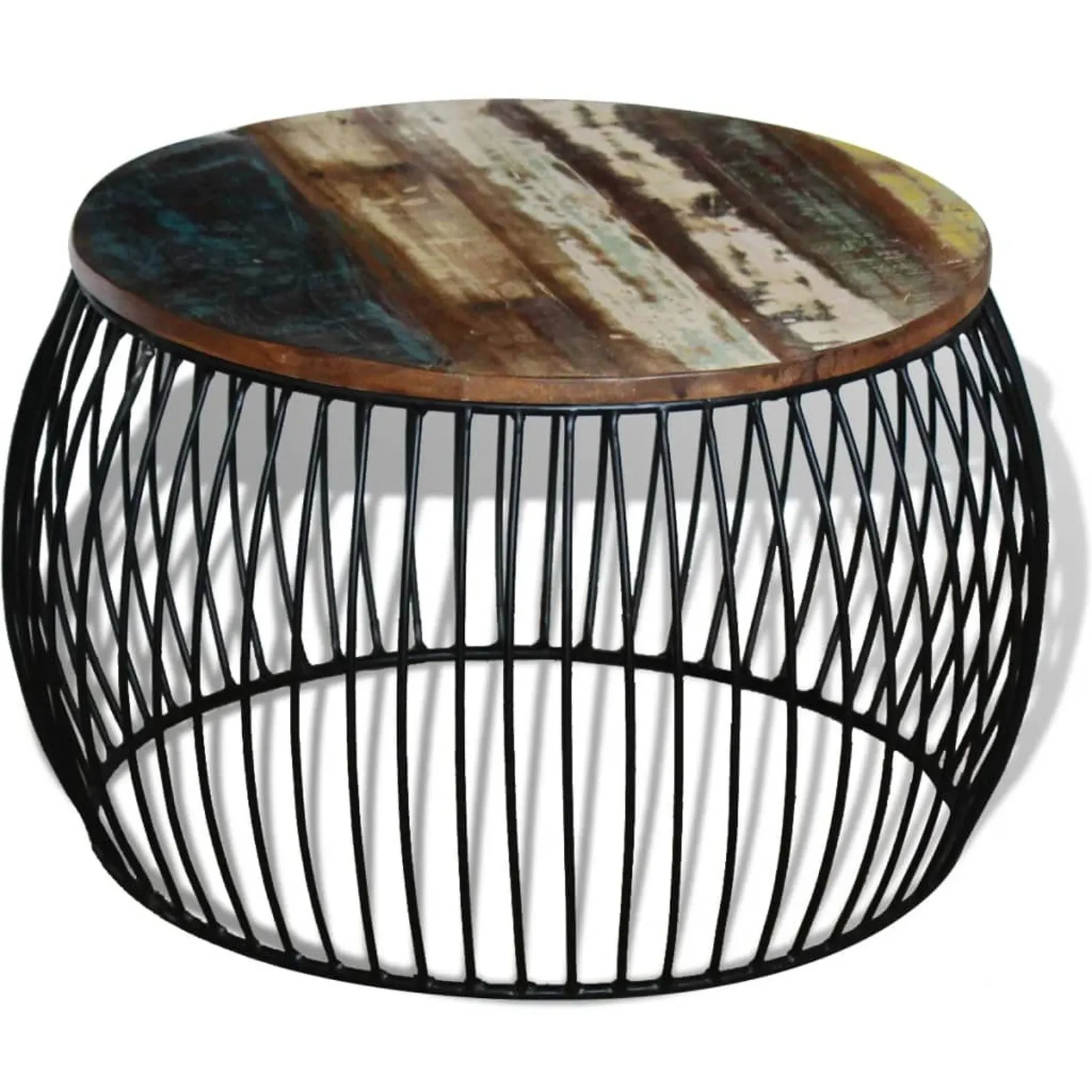 

Coffee Table Round Solid Reclaimed Wood 26.8"x17"