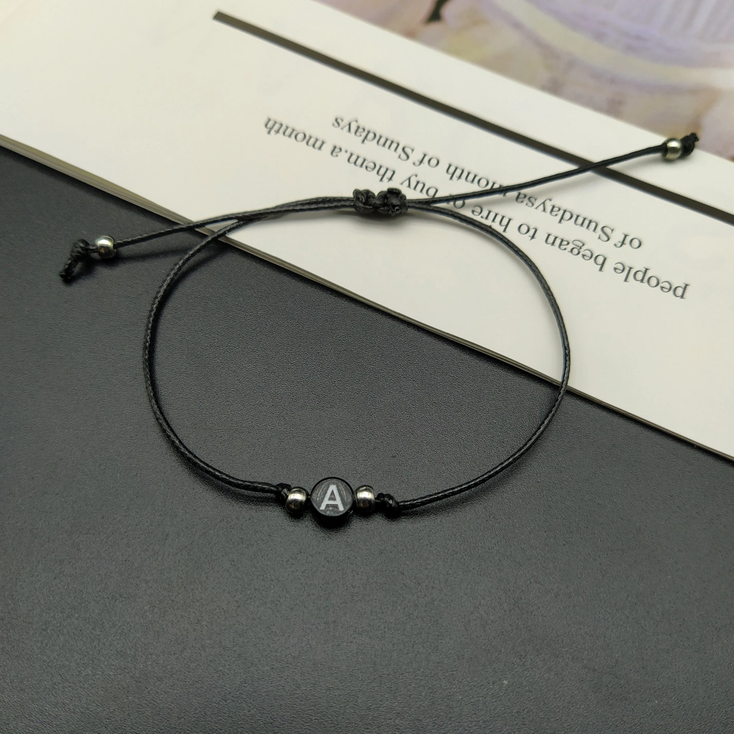 

5PCS New Name Bracelet For Men Women Adjustable Letter Hand Jewelry Gift For Friend Black Red Color Rope Bracelet Wholesale