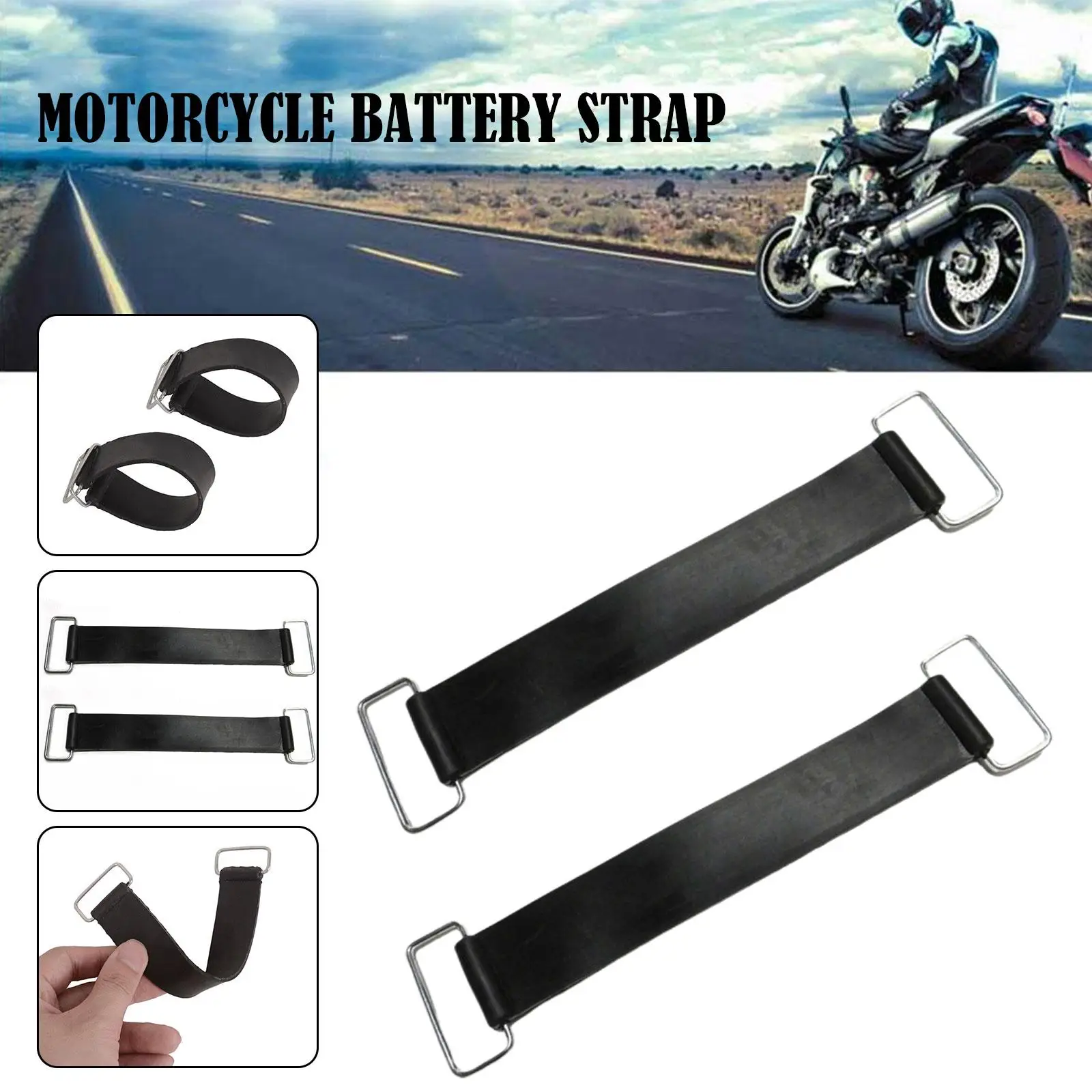 

1Pcs Durable Motorcycle Battery Rubber Band Strap Fixed Holder Elastic Bandage Belt Stretchable For Honda 18-23cm C4P4
