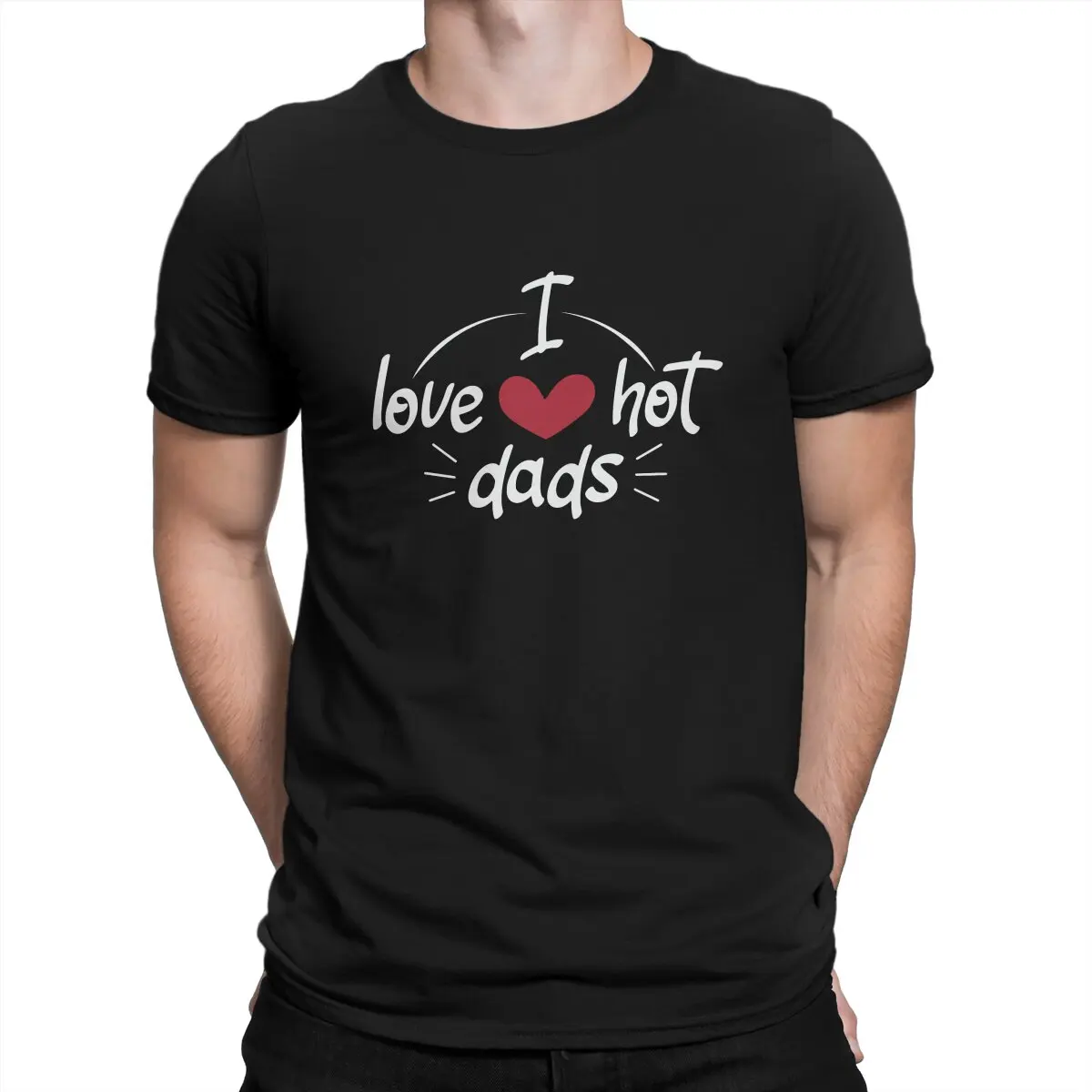

Футболка мужская с забавным красным сердцем и надписью «I Love Dads», винтажная рубашка с коротким рукавом, из 100% хлопка, топ для подарка на день рождения