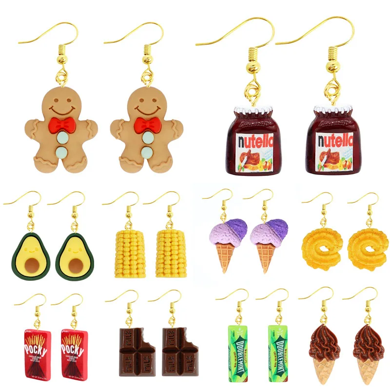 

Earrings for Women Resin Drop Funny Custom Cute Girls Gift Eardrop Kids Food Cookies Ice Cream Bread Avocado Popcorn Chocolate