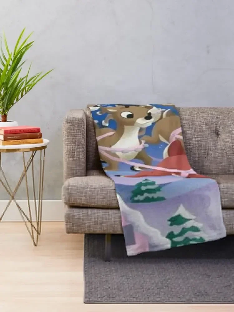 Одеяло RUDOLPH с оленями и надписью THE REDNOSE для декоративного дивана летние зимние