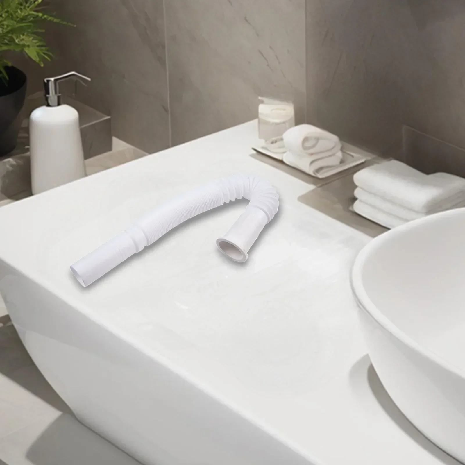 Пластиковая сливная труба белая диаметр 32 мм длина 70 см регулируемая устойчивая