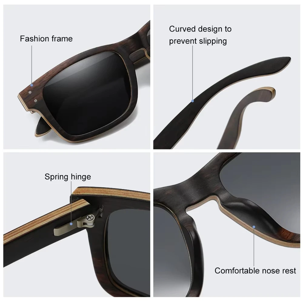 EagleBailin Деревянные солнцезащитные очки по рецепту меняющие цвет синего света —