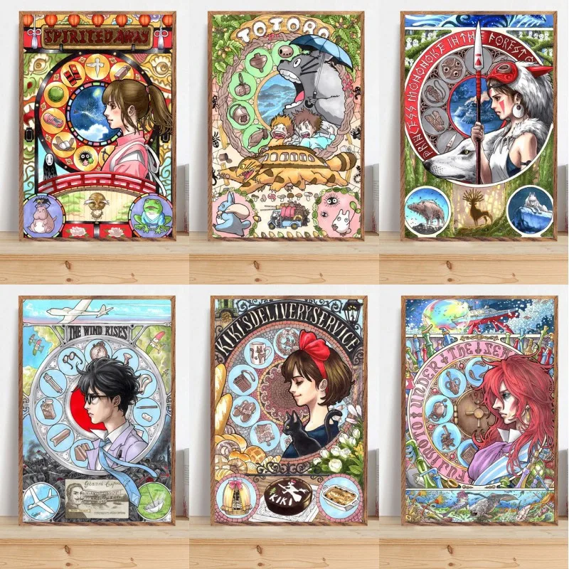 

Miyazaki Hayao Ghibli Anime Movie Series Princess Mononoke Spirited Away Print Art Canvas Poster For Living Room Decor Home Wall