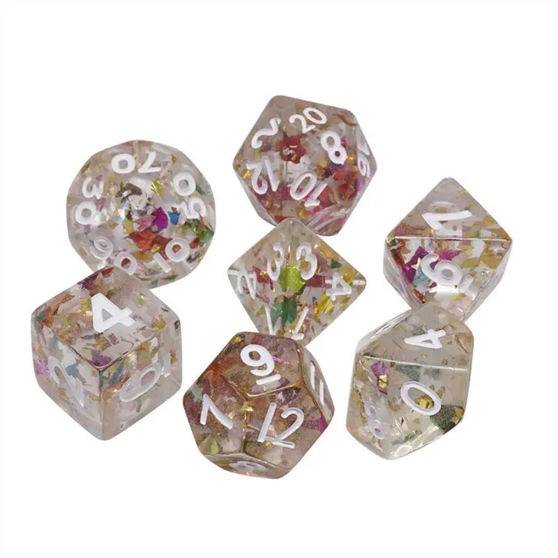 

7pcs Transparent Multicolored Polyhedral Dice Set TRPG DND Table Game Dice Children Adults Board Games Accessories Parts