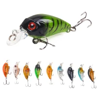 1pcs crank fishing lures 45mm 3 8g floating artificial bass pike fishing tackle black three hooks wobblers pesca crankbait
