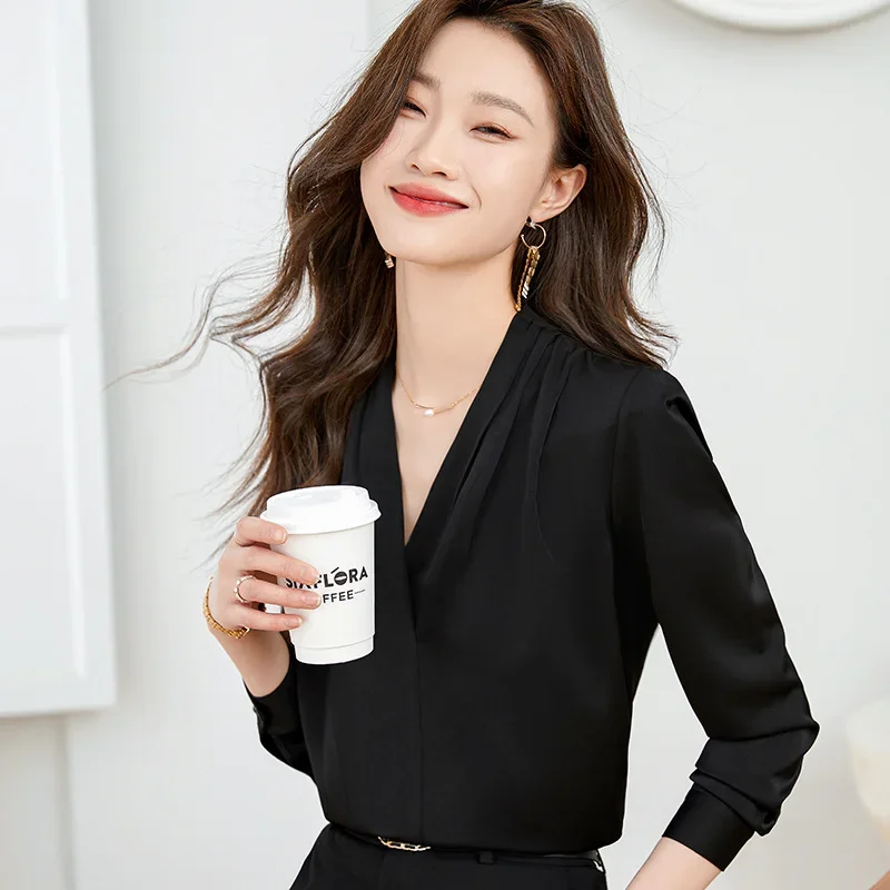 Стильная женская белая рубашка с длинным рукавом новый дизайн городской