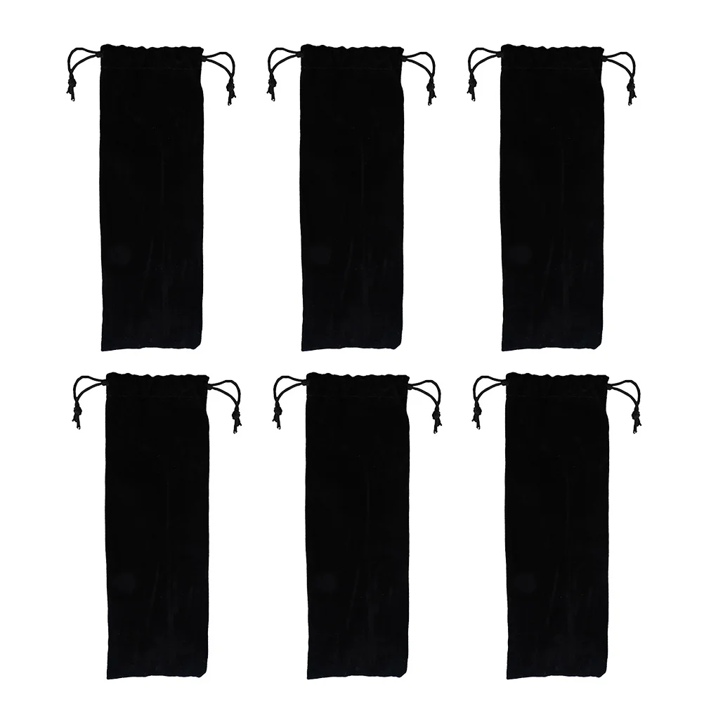 

6PCS Flannel Drawstring Bags Reusable Straws Bag Flannel Jewelry Pouches Flannel Jewelry Pouches Small Drawstring Bags
