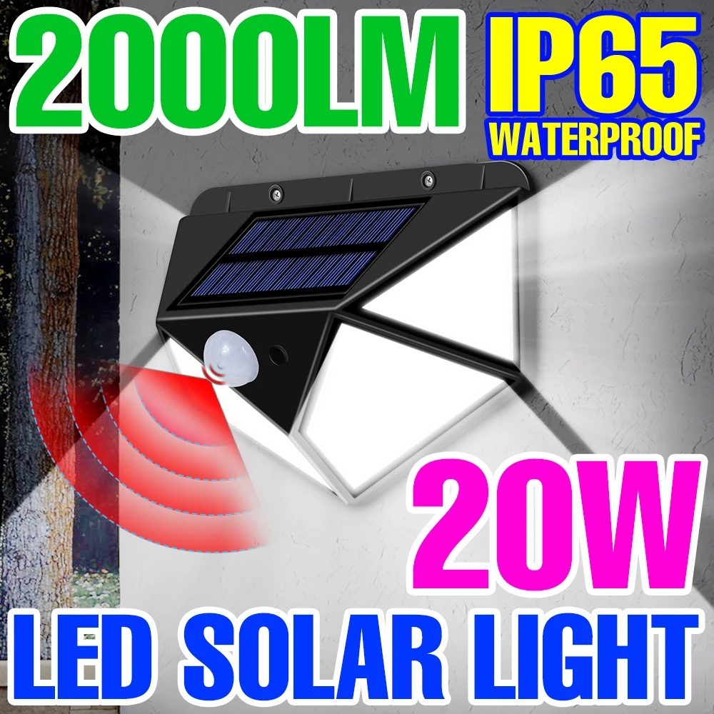 

Уличные светодиодсветодиодный светильники на солнечной батарее, водонепроницаемый настенный светильник с PIR-датчиком движения, садовое украшение, уличная лампа, IP65