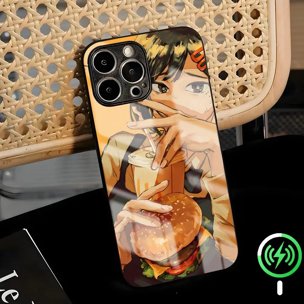 Фото Чехол для телефона Chainsaw Man Higashiyama Kobeni для iPhone 17 Air 16 e 15 14 13 12 11 Plus Mini Pro Max, стеклянный магнитный чехол. №1