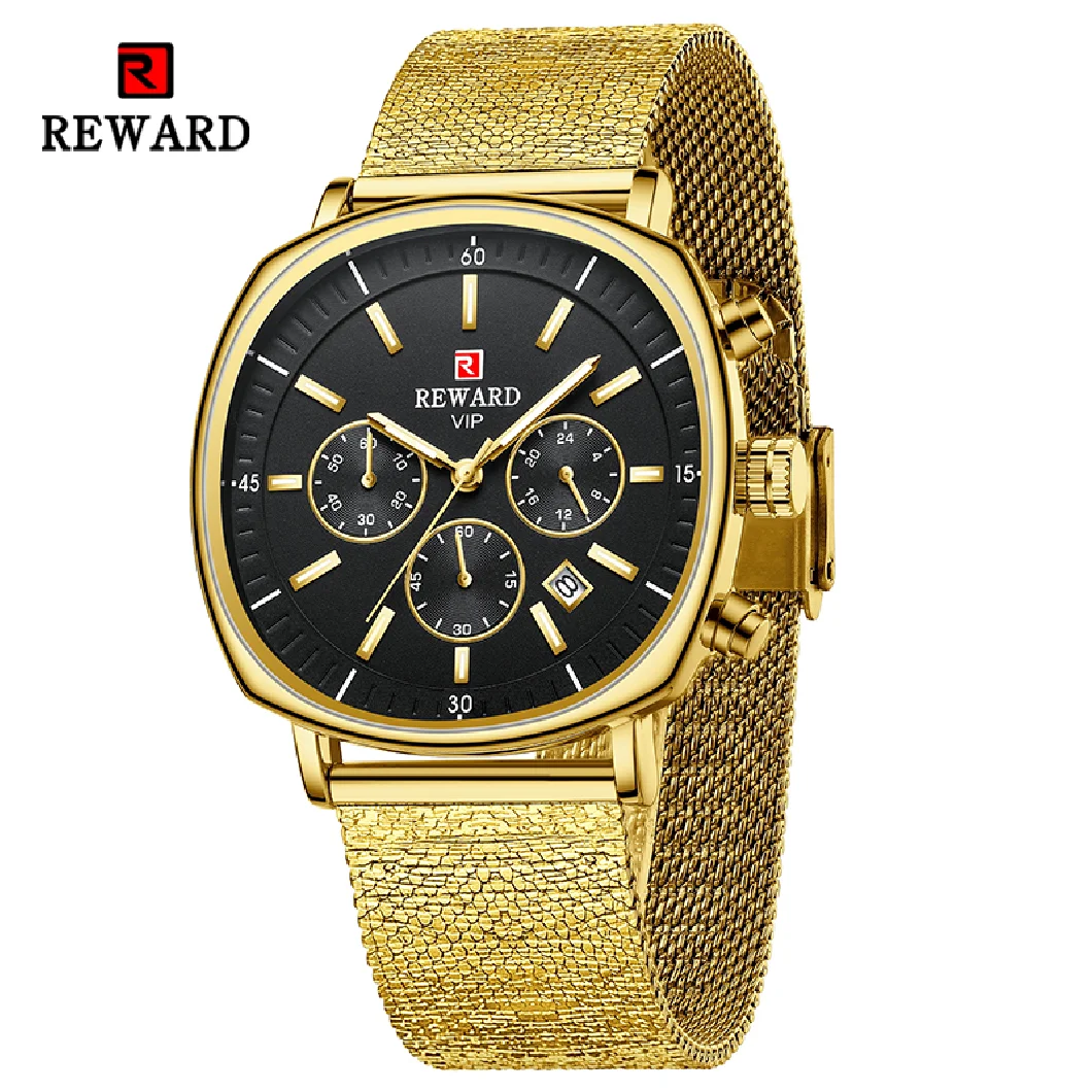 

REWARD New Business Casual Men Wristwatches Chronograph Timepiece Luminous Waterproof Wrist Watch Alloy Quartz Watch for Man
