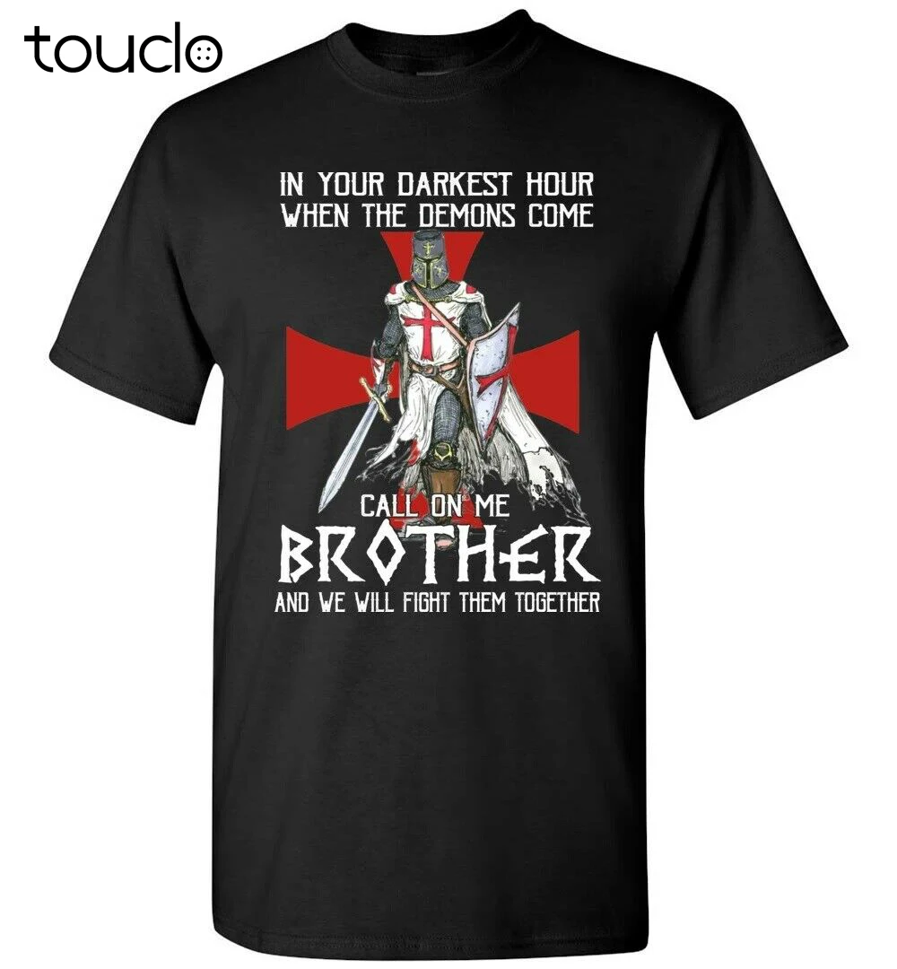 

Christian Knight Templar T-Shirt Men Warrior Of God Tee Call On Me Brother Fight White T Shirts For Men Fashion Tshirt Summer