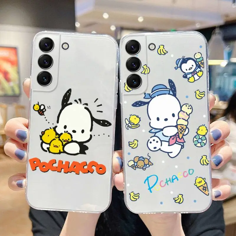 

Cartoon Dog Pochacco Phone Case For Samsung Galaxy S22 S21 Ultra S20 S30 FE S10 5G Plus Lite Soft Transparent Cover