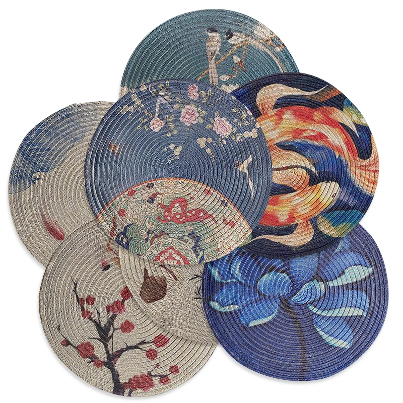

Woven Printing Water Oil Resistant Non-slip Kitchen Placemat Coaster Insulation Pad Dish Coffee Cup Table Mat Home Decor 51110