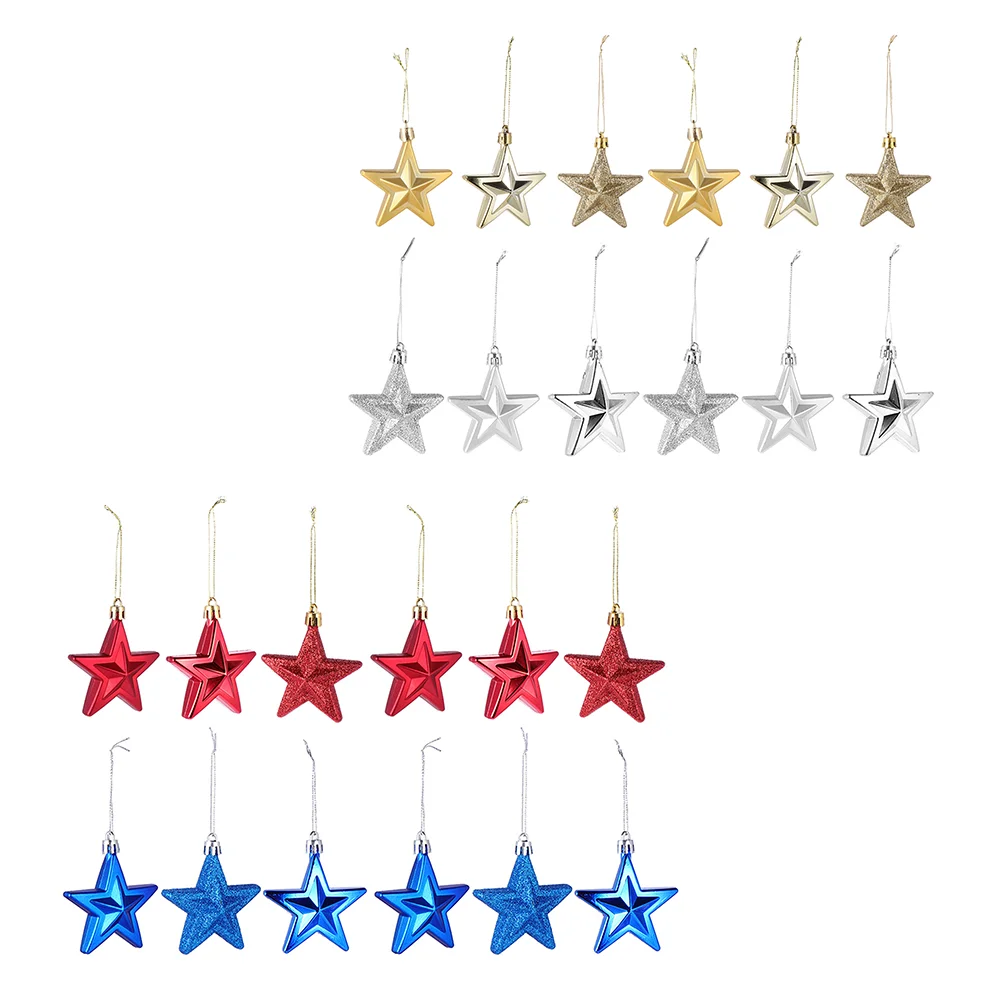 

24 шт. шикарные пятиконечные звезды, Рождественская елка, звезда, Декор, рождественские подвесные декорации