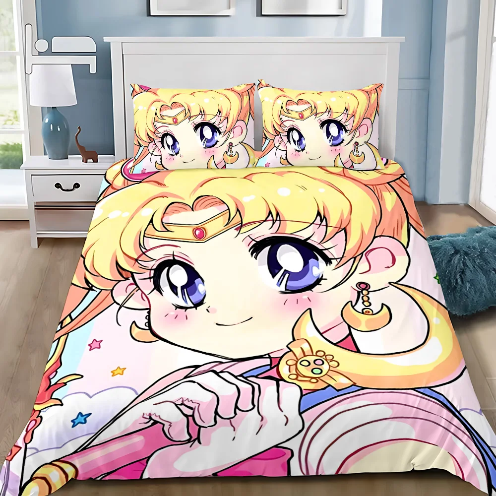 Japan Anime S-Sailor MoonS Duvet Cover Pillowcase Bedding Set Adult Boy Girl Bedroom Decoration Children Gift Single Double Size