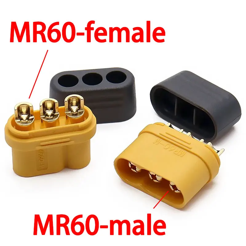 Фото MR60 Одинарный двойной штекер «папа-мама» Кабель Mr60-F/M 3-контактный 10 см силиконовый провод 12AWG 30A для RC Lipo батареи №2