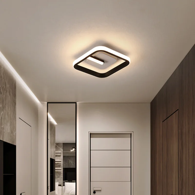 

Hanging Ceiling Lights Dining Room Dimmable Square Black Design Hallway Ceiling Lights Bedroom Lampara Techo Indoor Lighting YQ