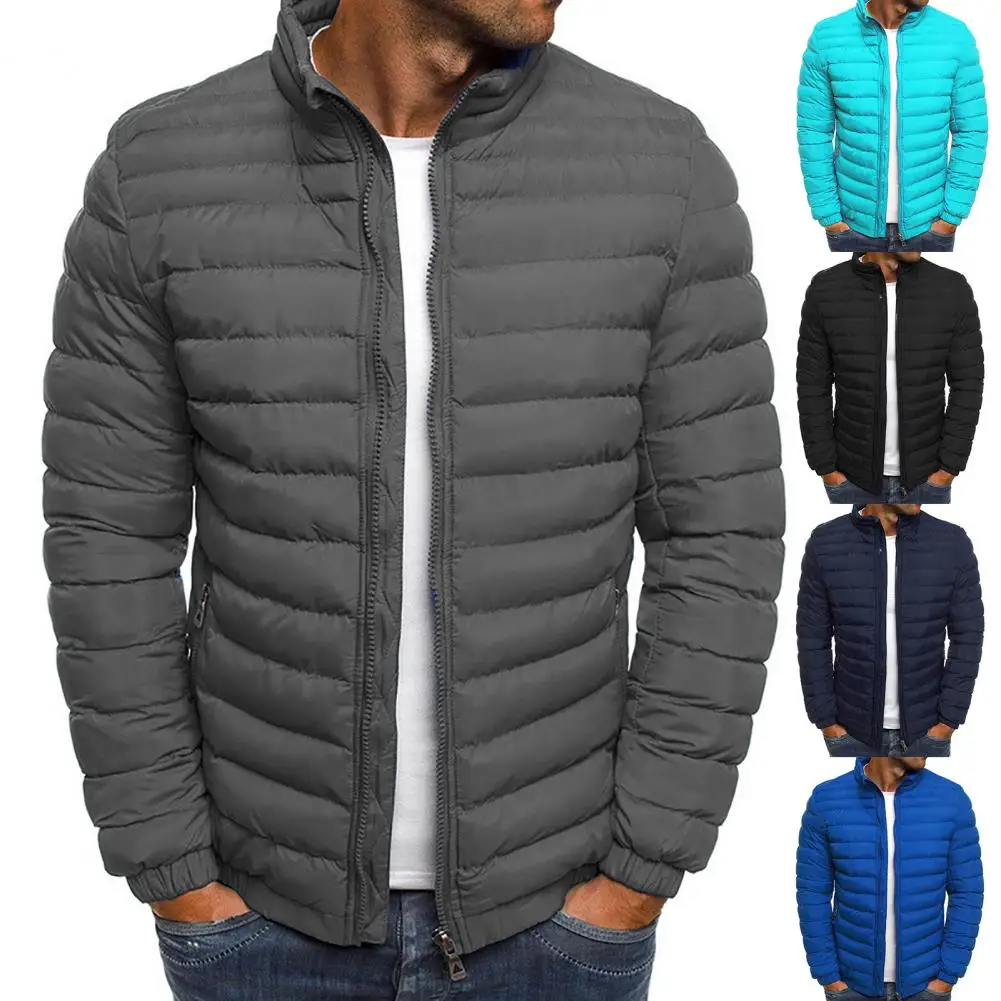 Winter  Casual Zipper Closure Puffer Jacket Autumn Winter Men Coat Zipper Closure   Streetwear