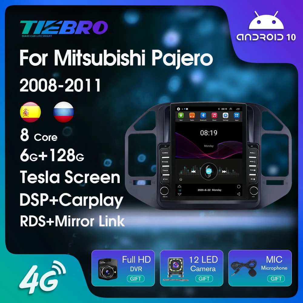 

Автомобильный радиоприемник Android 10 для Mitsubishi Pajero V73 V68 2008-2011, GPS-навигация, Авторадио в стиле Тесла, мультимедийный видеоплеер для Carplay