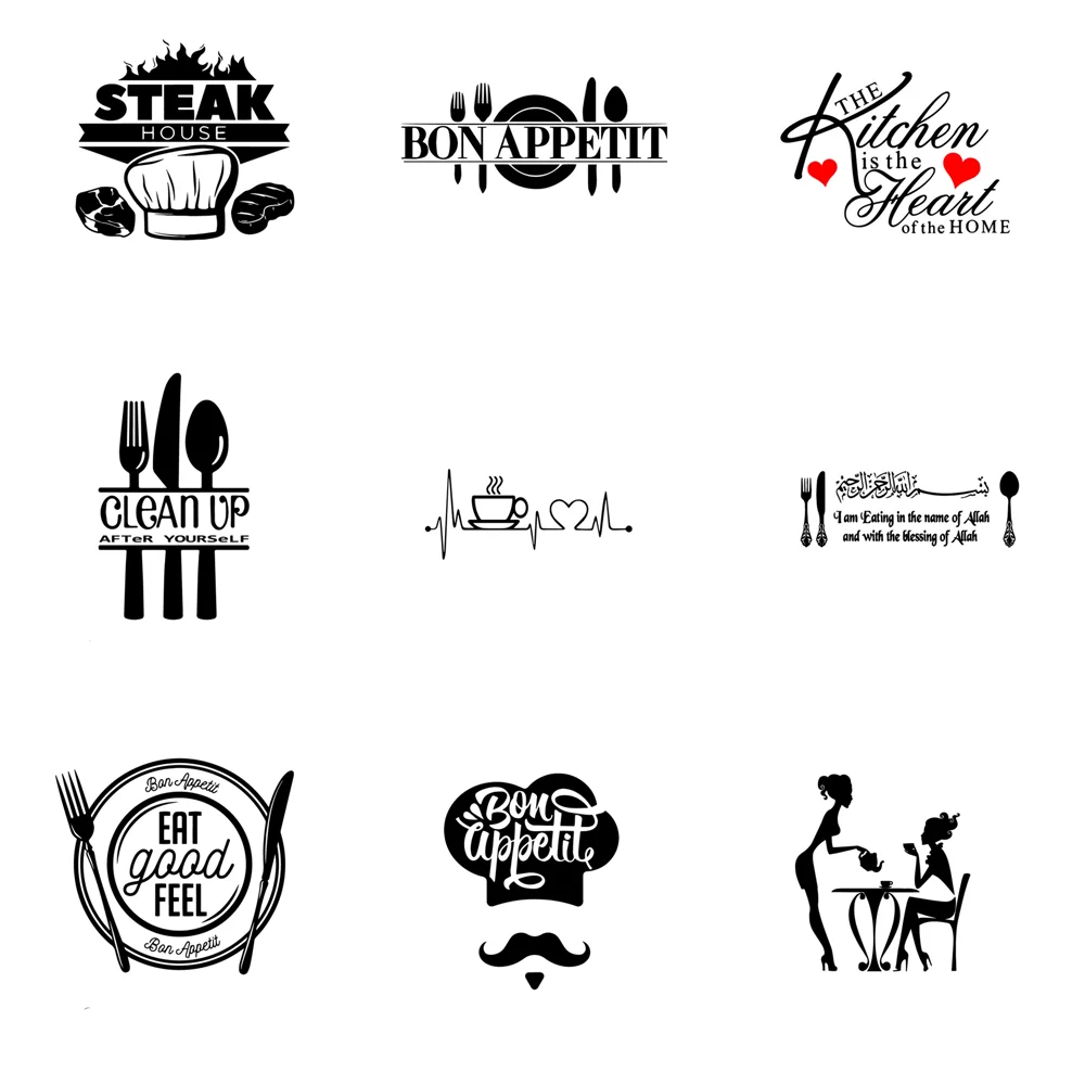 New Design Kitchen Ware Waterproof Wall Stickers For Kitchen Decoration Removable Wall Art Decal Kitchen Room Text Vinyl Mural