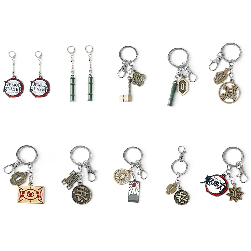 

Riman Anime Surroundings Ghost Slayer Double Pendant Alloy Keychain Bidizi Earrings Sun Goddess Keychain Small Gifts