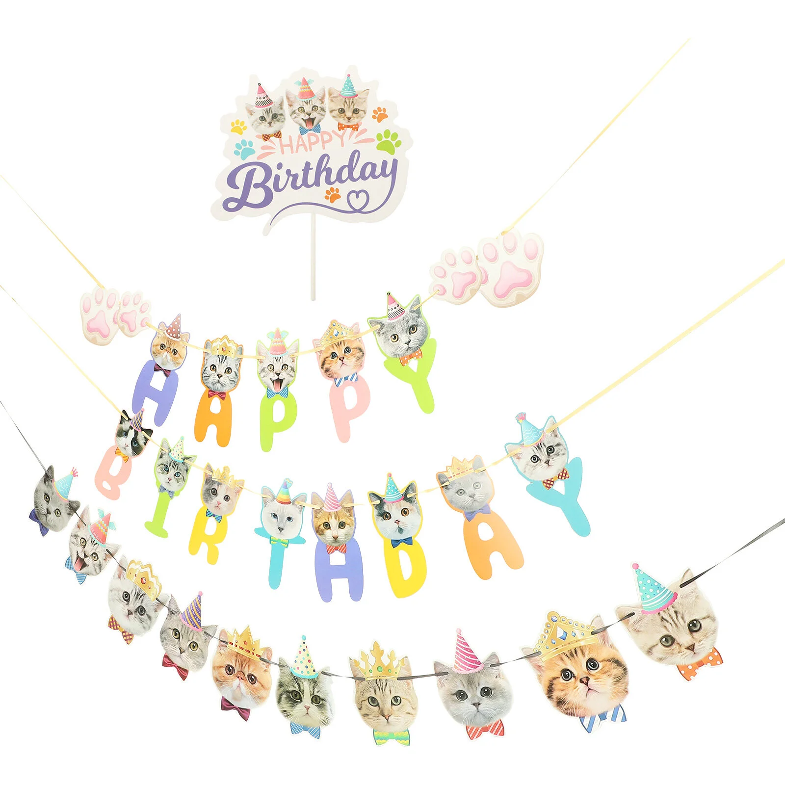 

Happy Birthday Party Supplies Cat Favor Cupcake Toppers Theme Decoration Decorations Banner