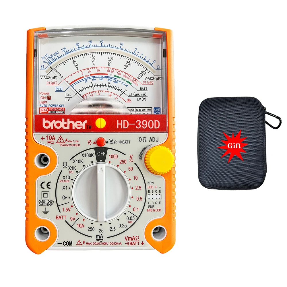 

Brother HD-390D Analog Multimeter High Precision Mechanical Electrician Home Maintenance Pointer Multimeter AC/DC Current
