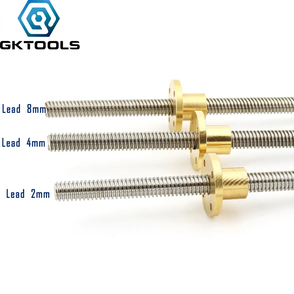 

304 stainless steel T12 screw length 500mm lead 2mm 3mm 4mm 8mm 12mm 14mm trapezoidal spindle screw 1pcs With brass nut