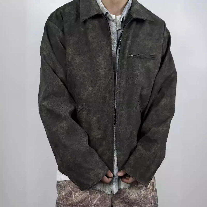 Винтажная потертая кожаная куртка в стиле High Street повседневные куртки пальто на