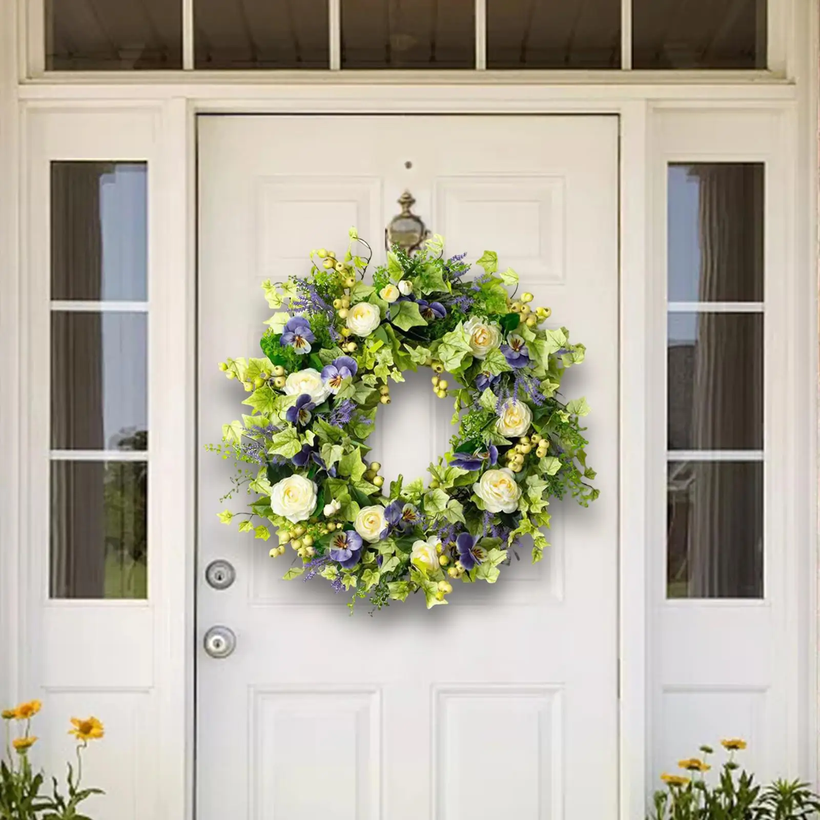 

40cm Front Door Wreath Berry Floral Artificial Flowers Garland Greenery Leaf for Party Backdrop Holiday Decoration Outside