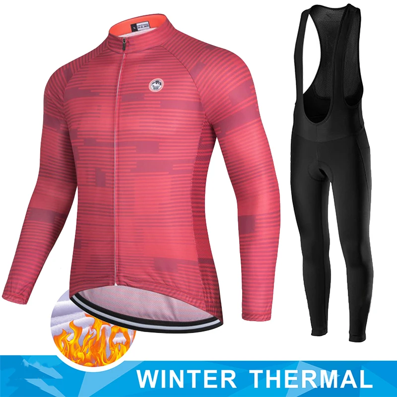 

New 2023 Men Winter Thermal Fleece Cycling Jersey Set Long Sleeve MTB Bicycle Clothing Maillot Ropa Ciclismo Bike Cycling Set