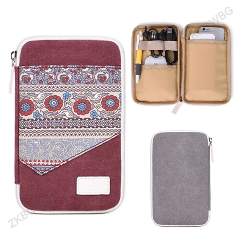

Waterproof Canvas Portable Travel Bag for iPhone 12 Pro Mobile Phone Power Bank Mouse Pen Headset Zipper Digital Storage Sleeve