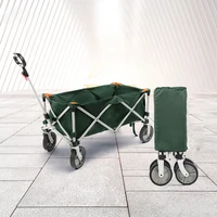 outdoor folding trolley with wheels shopping cart for travel camping picnic polyester material bearing 120kg