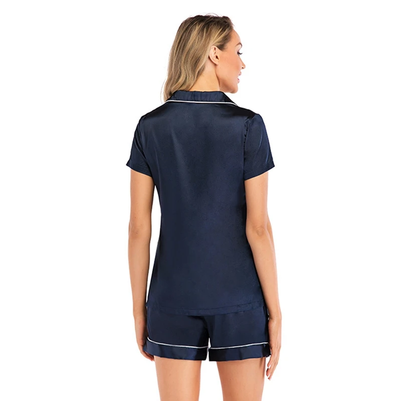 2 Piece Set Women Short Sleeved Pajamas Set Home Suit Lapel Neck Christmas Pajamas Suit Nightwear Sleepwear Home Clothes