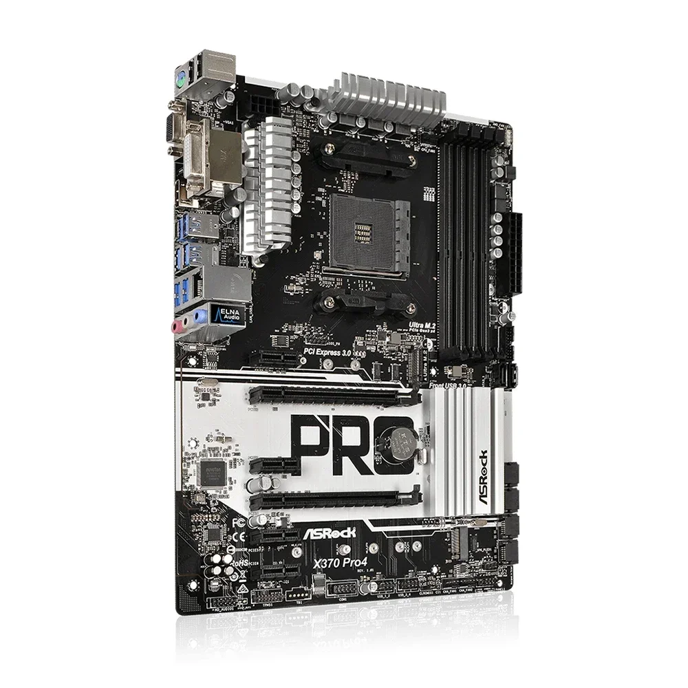 Материнская плата ASROCK X370 Pro4 AMD Socket AM4 поддерживает процессор Ryzen 7 5800X3D 9 5950X 5 5600X 4 x