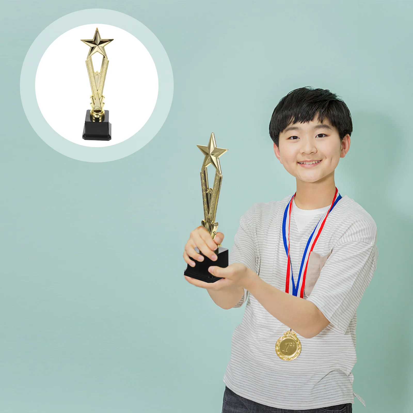 

Children's Trophy Soccer Trophies Kids Pentagram Shaped Cup Medal Winner Award Plastic Competition Celebration Party